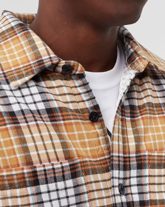Quilted Lined Plaid Shirt - copper