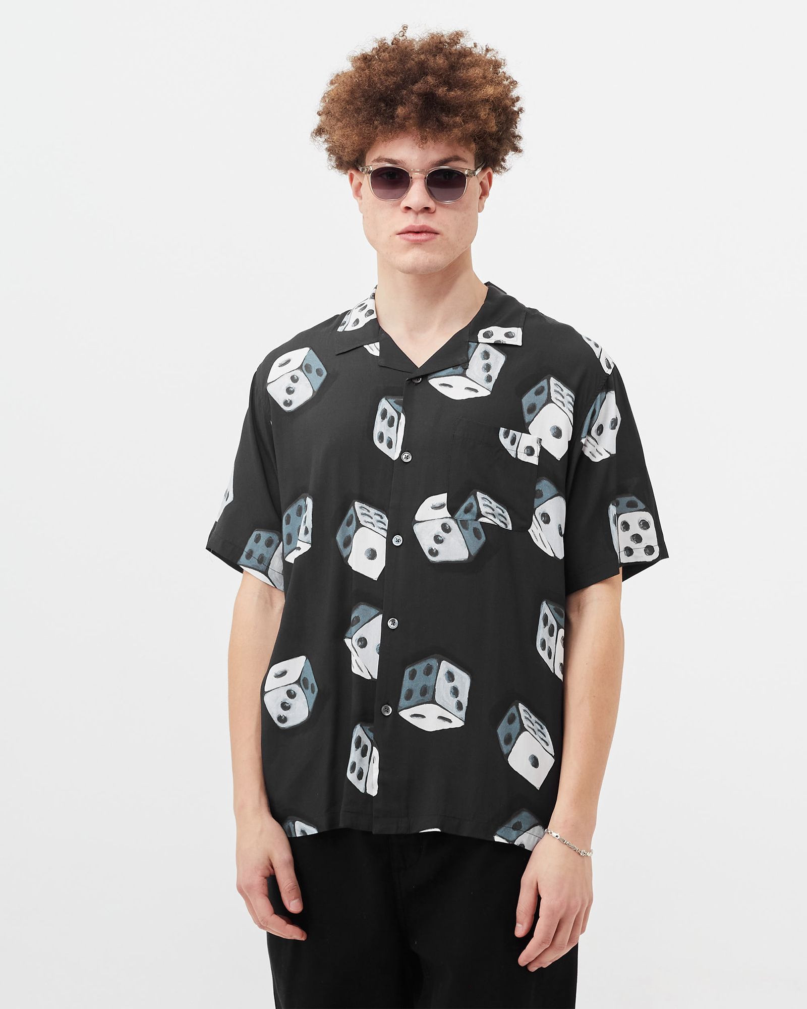 トップス STUSSY DICE PATTERN SHIRT Stussy DICE PATTERN SHIRT Hawaiian Open Collar Short