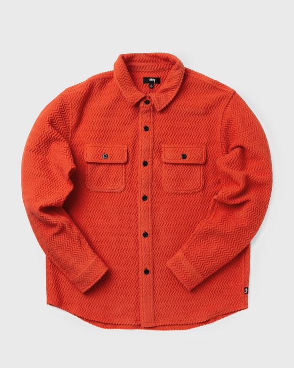 Stussy Textured Wool Cpo Longsleeve Shirt Orange - orange