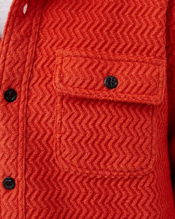 Stussy Textured Wool Cpo Longsleeve Shirt Orange - orange