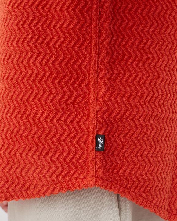 Stussy Textured Wool Cpo Longsleeve Shirt Orange - orange