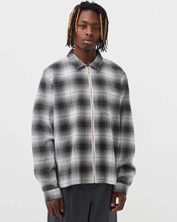 Paul Shadow Plaid Zip Shirt - black