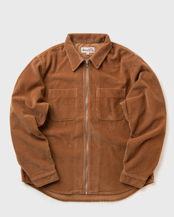 Stussy Wide Wale Cord Zip Shirt Brown - Copper