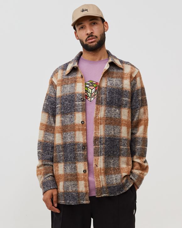 Stussy Plaid Knit Shirt Multi - NAVY