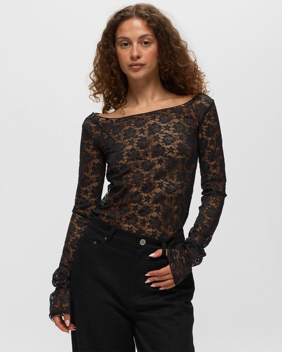 Black lace off store the shoulder top