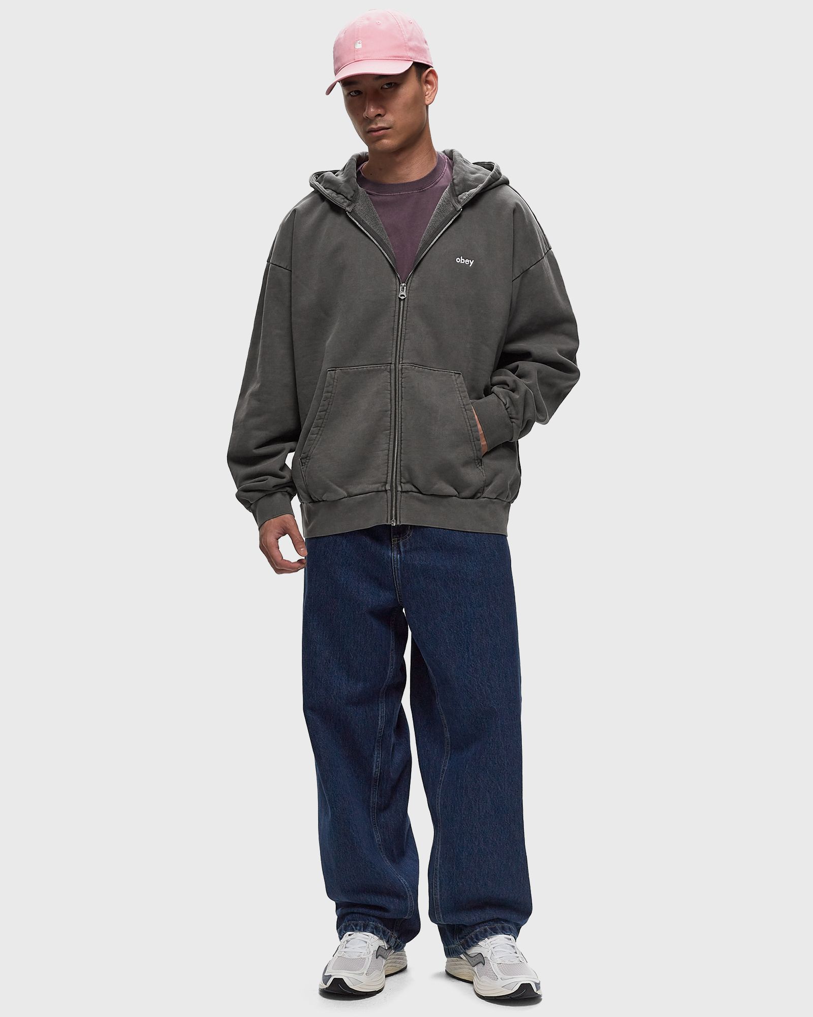 Obey Lowercase pigment zip hoodie Grey | BSTN Store