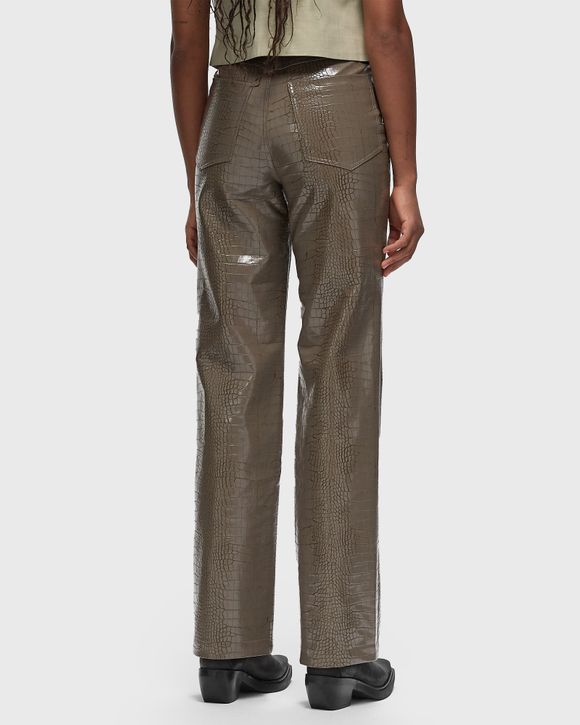 ROTATE Birger Christensen TEXTURED STRAIGHT PANTS Brown