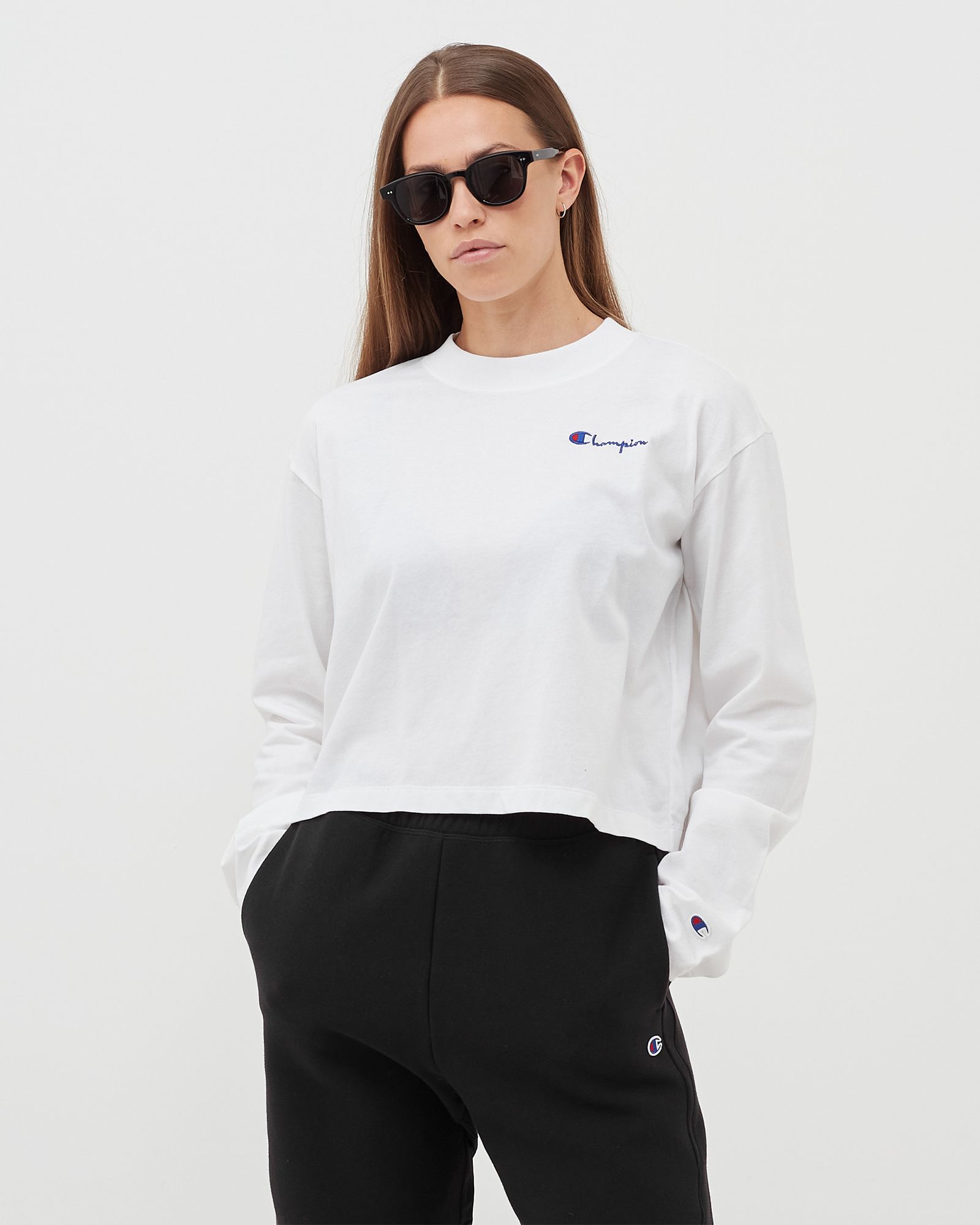 WMNS RIBBED NECK LONG SLEEVE JERSEY TOP