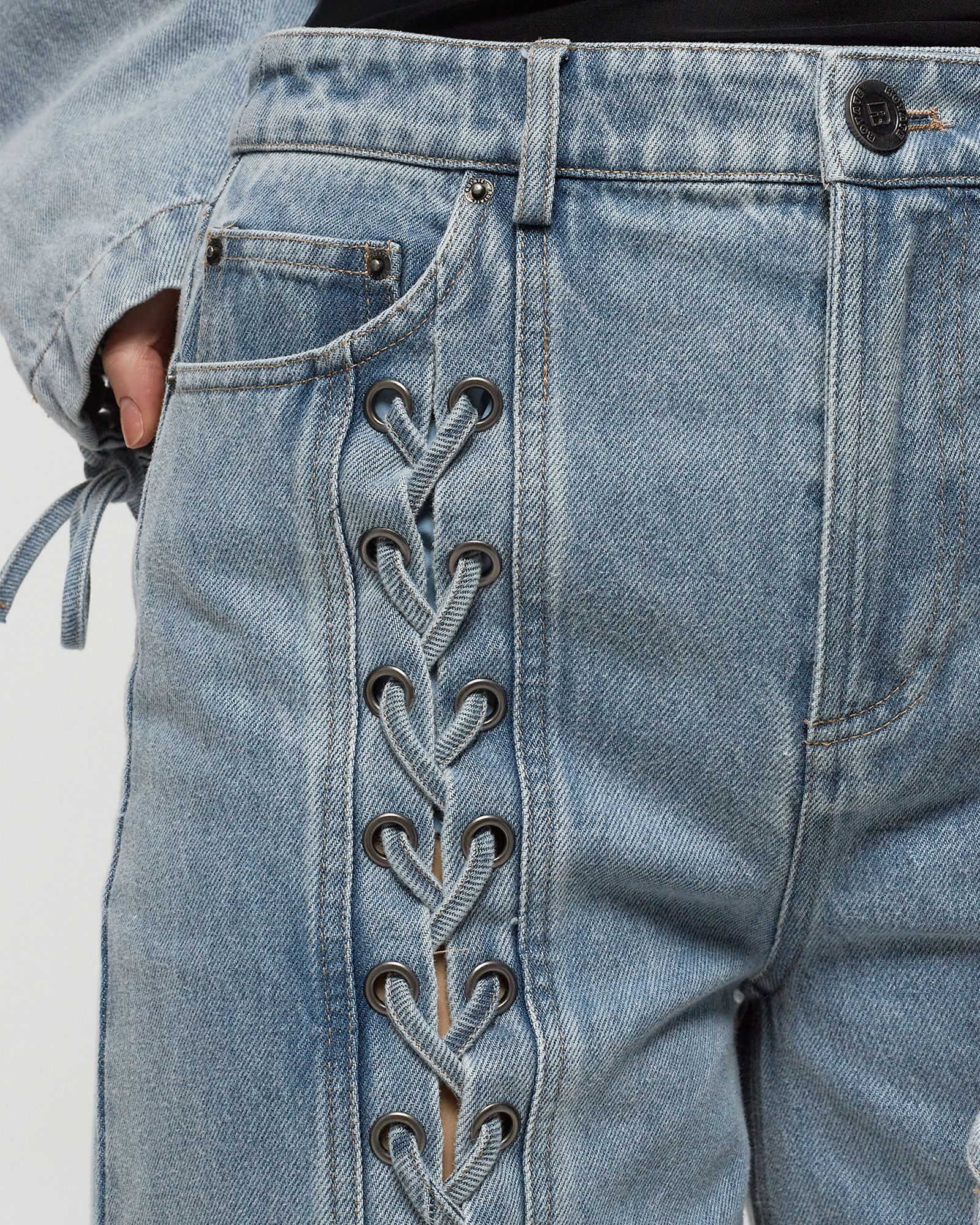 Denim Laced Leg Pants