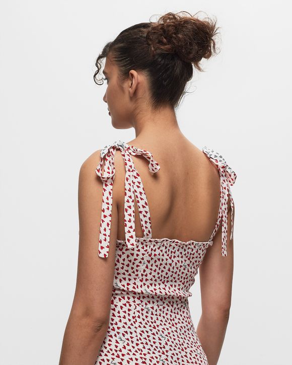 PRINTED MINI RUFFLE DRESS