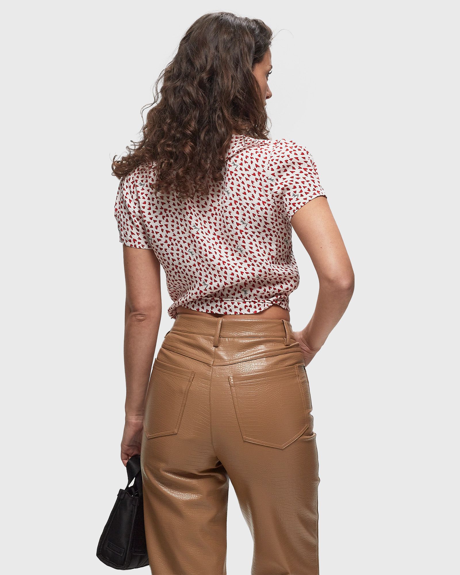 PRINTED FRILL WRAP TOP