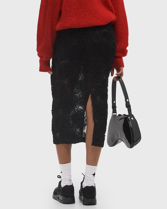 Flower Mesh Pencil Skirt