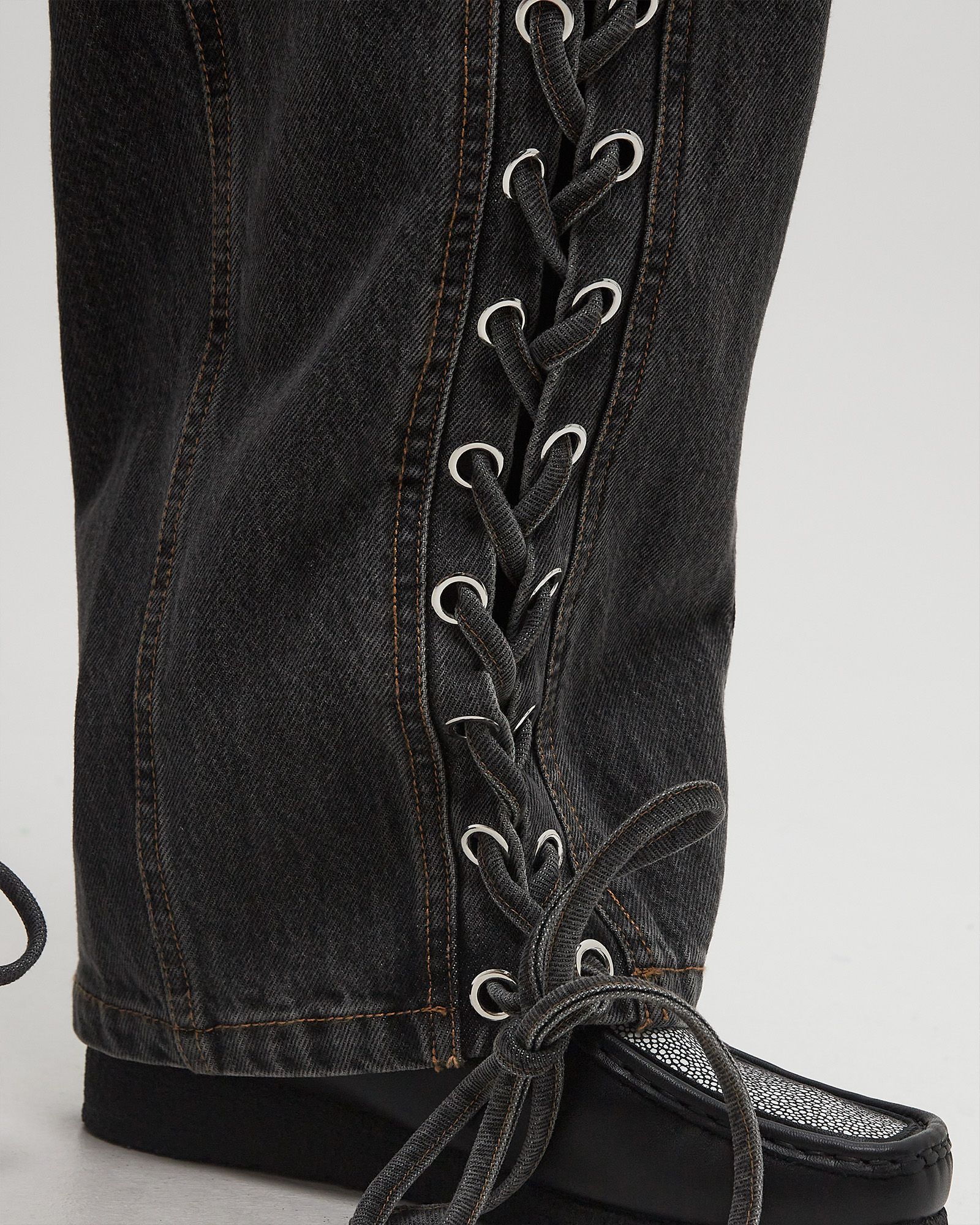 Denim Laced Leg Pants