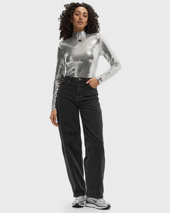 ROTATE Birger Christensen Sequin High Collar Top Silver