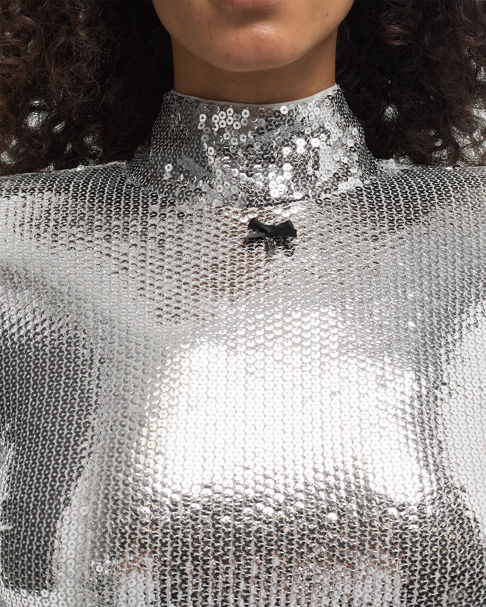 Sequin High Collar Top