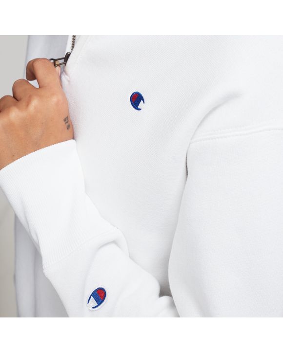 CHAMPION WMNS HALF ZIP UP REVERSE WEAVE CROPPED SWEATSHIRT White BSTN Store