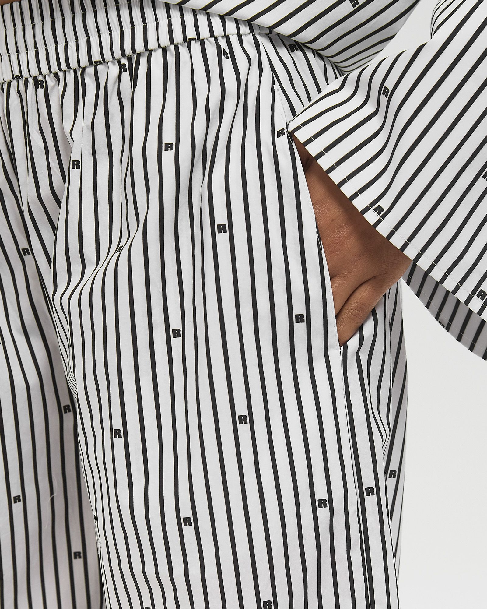 ROTATE Birger Christensen POPLIN TAPERED PANTS Black White