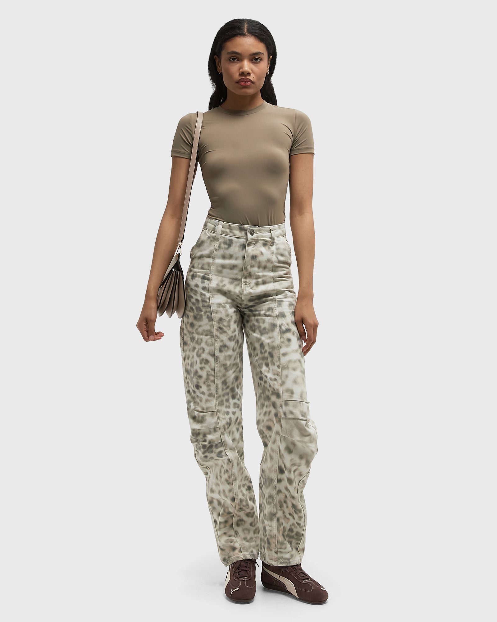 Printed Denim Cargo Pants