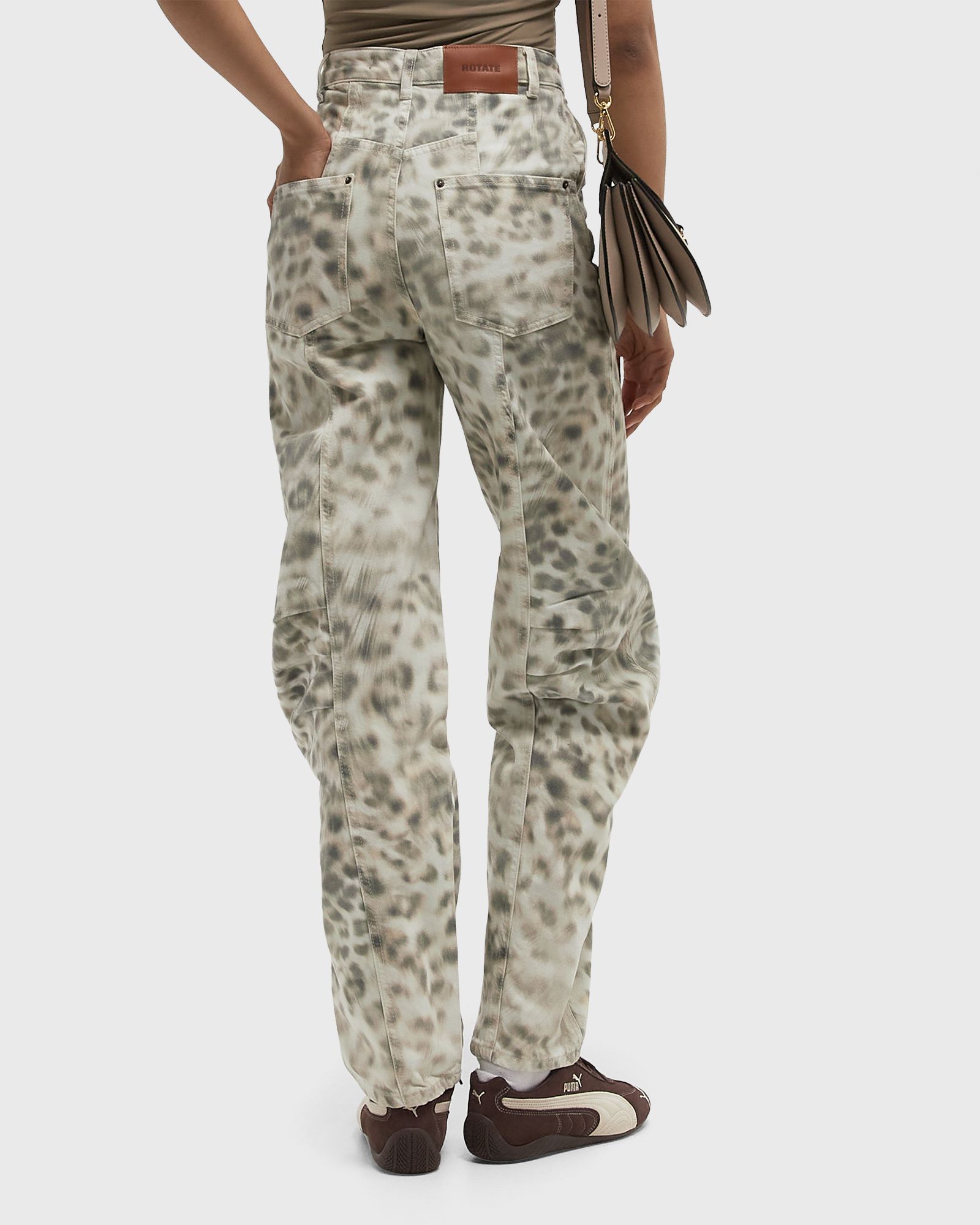Printed Denim Cargo Pants