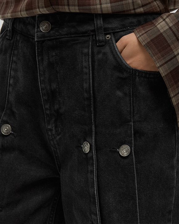 BUTTON DETAIL WIDE JEANS