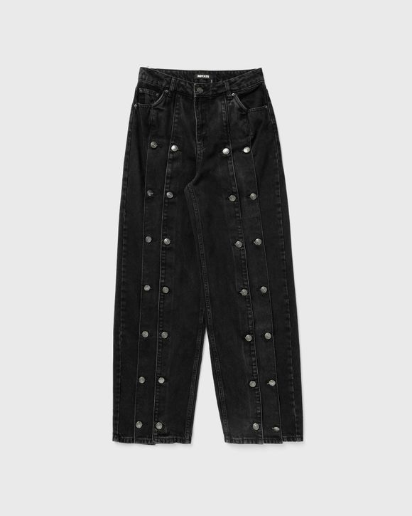 BUTTON DETAIL WIDE JEANS