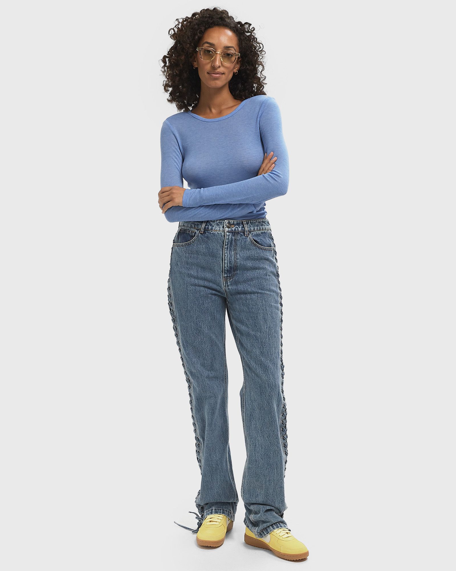 LACED STRAIGHT LEG JEANS