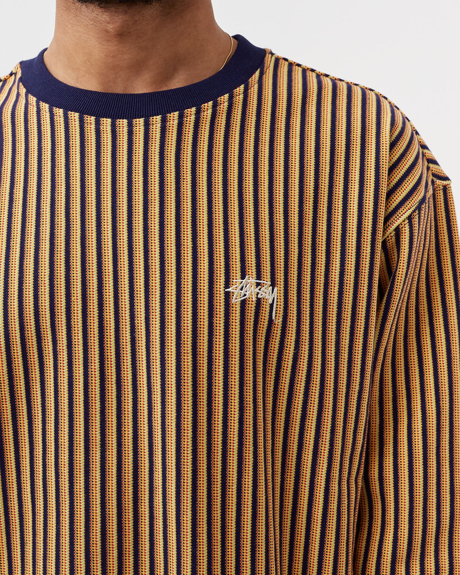 Vertical Dot Striped Crew Sweater