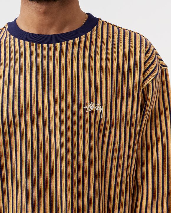 Stussy Vertical Dot Striped Crew Sweater Blue - navy