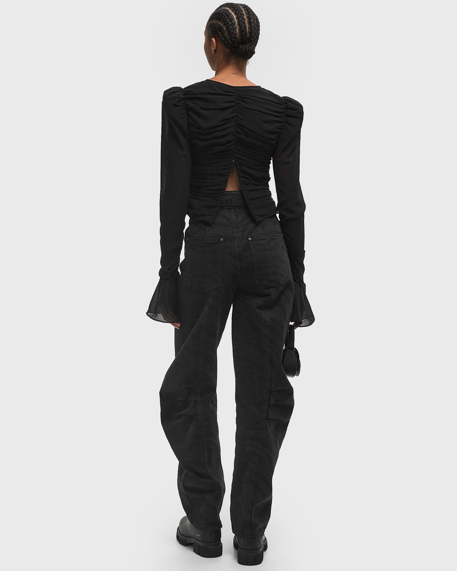 ROTATE Birger Christensen Chiffon Longsleeved Top Black