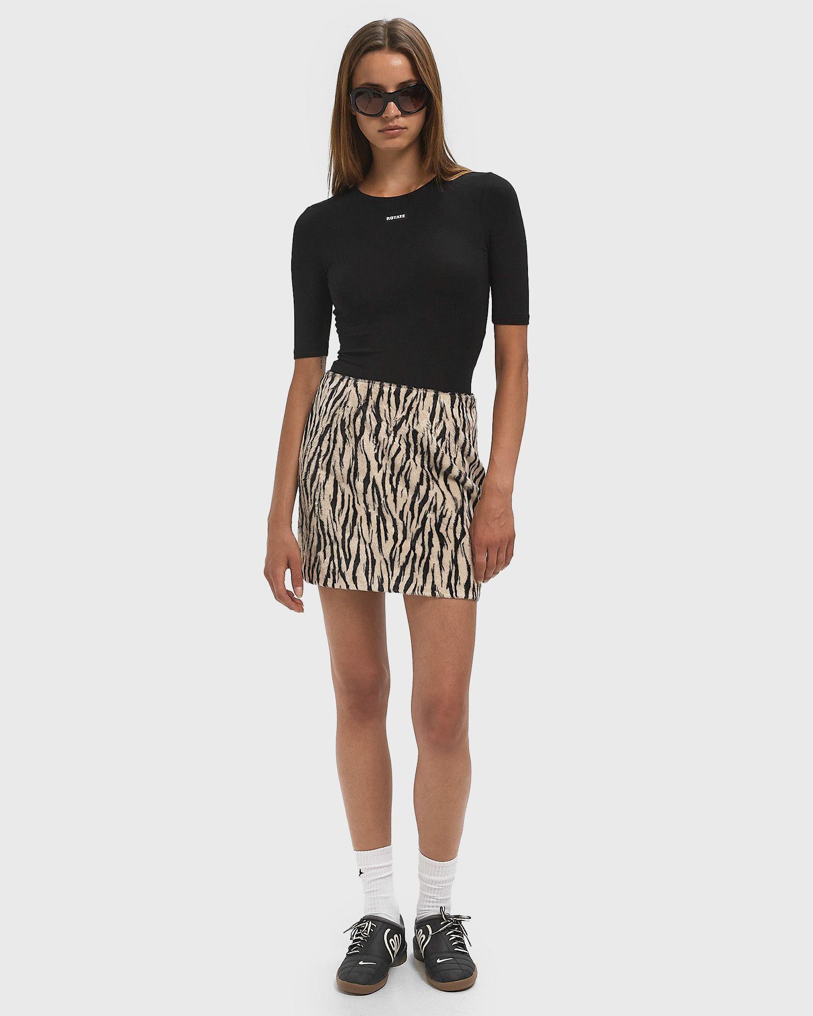 PRINTED FAUX FUR SKIRT