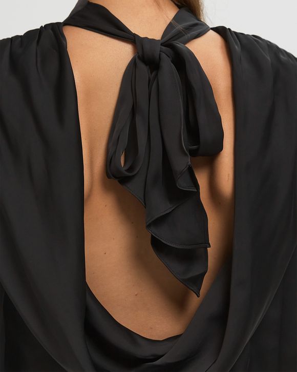 Tシャツ・カットソー ROTATE FW25 'Satin Drapy Back' top (114331100 100) ROTATE Birger Christensen SATIN DRAPY BACK TOP Black | BSTN