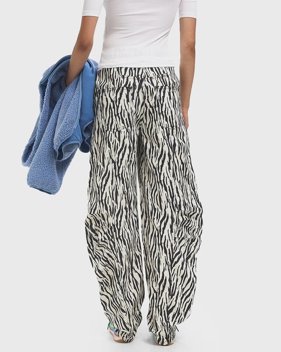 ROTATE Birger Christensen PRINTED TWILL CARGO PANTS Black