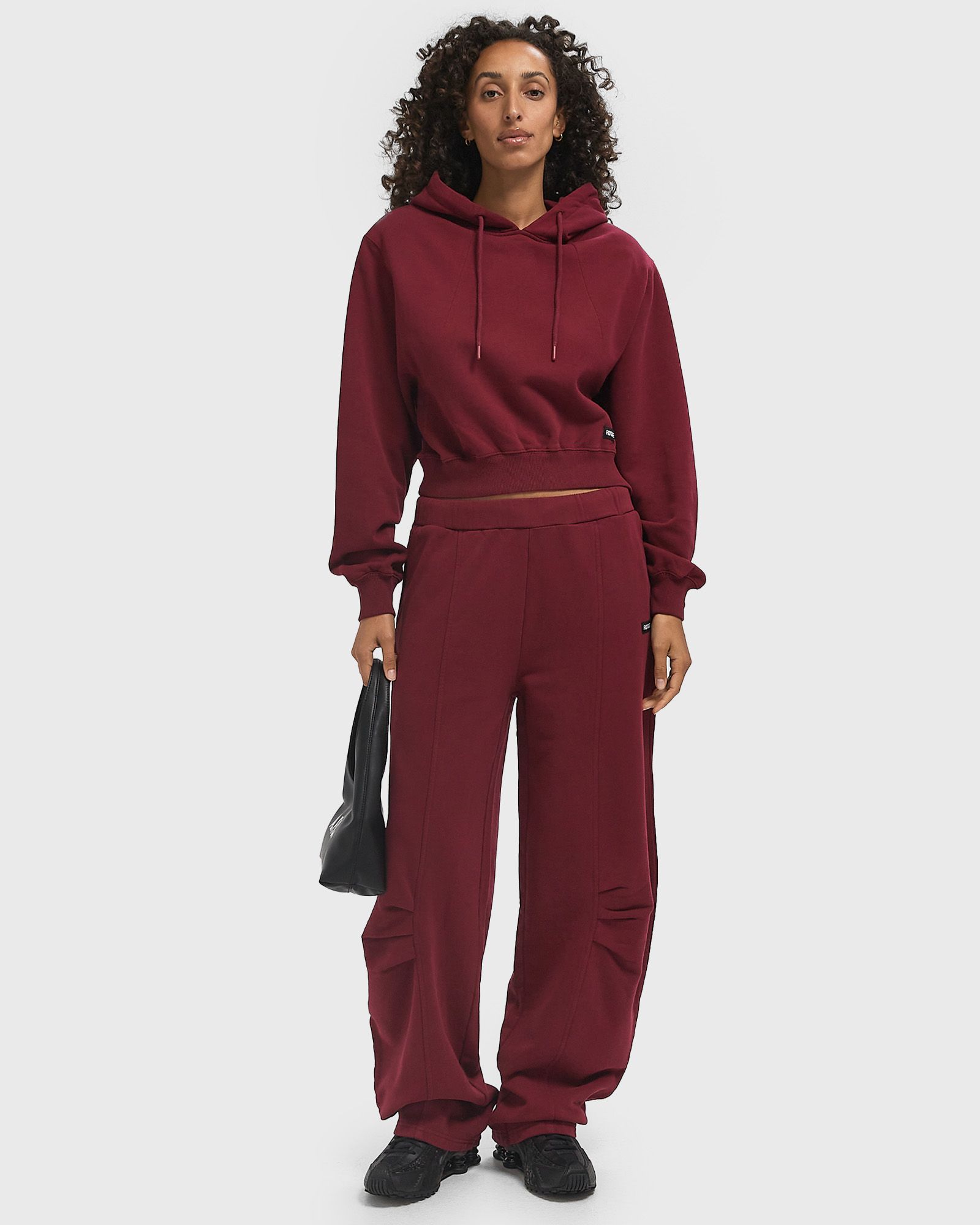 TERRY BACK CROPPED HOODIE