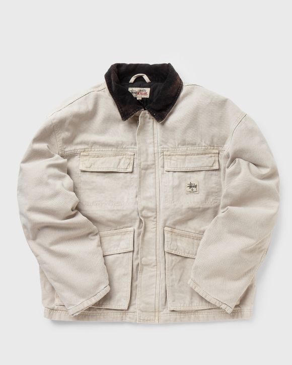 STUSSY WASHED CANVAS SHOP JACKET WHITEカラーWHITE