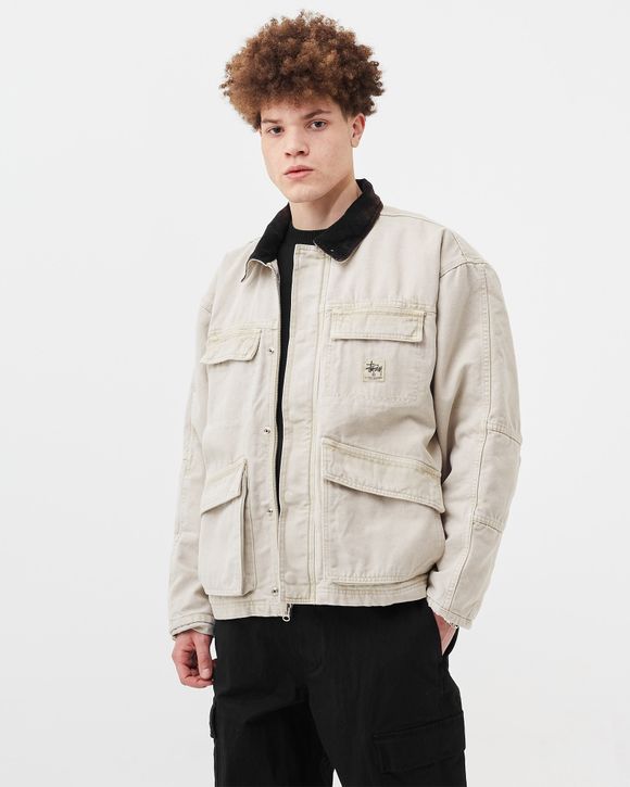 Stussy Washed Canvas Shop Jacket White - bone