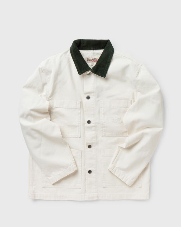 Stussy Cord Collar Canvas Chore Jacket White - bone