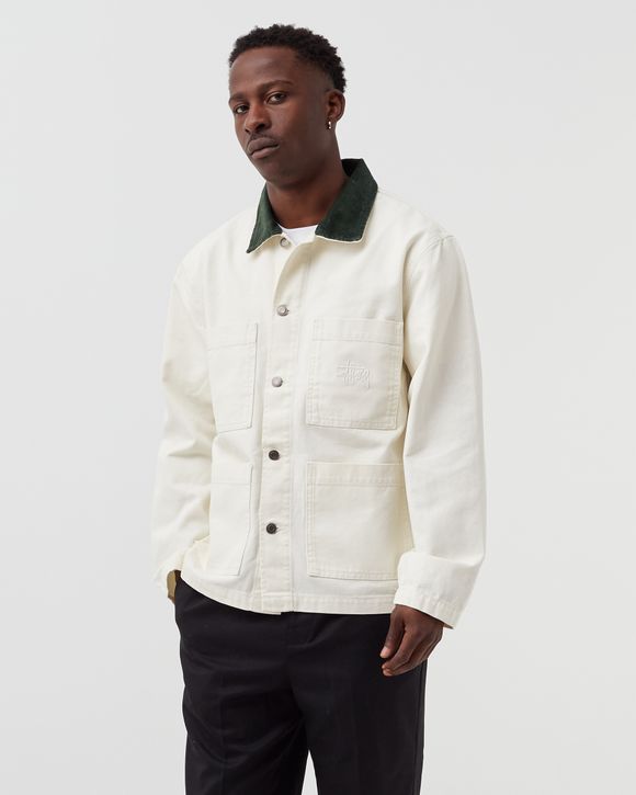 Stussy Cord Collar Canvas Chore Jacket White - bone