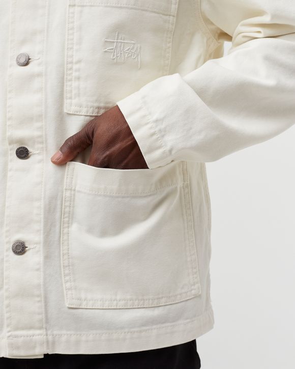 Stussy Cord Collar Canvas Chore Jacket White - bone