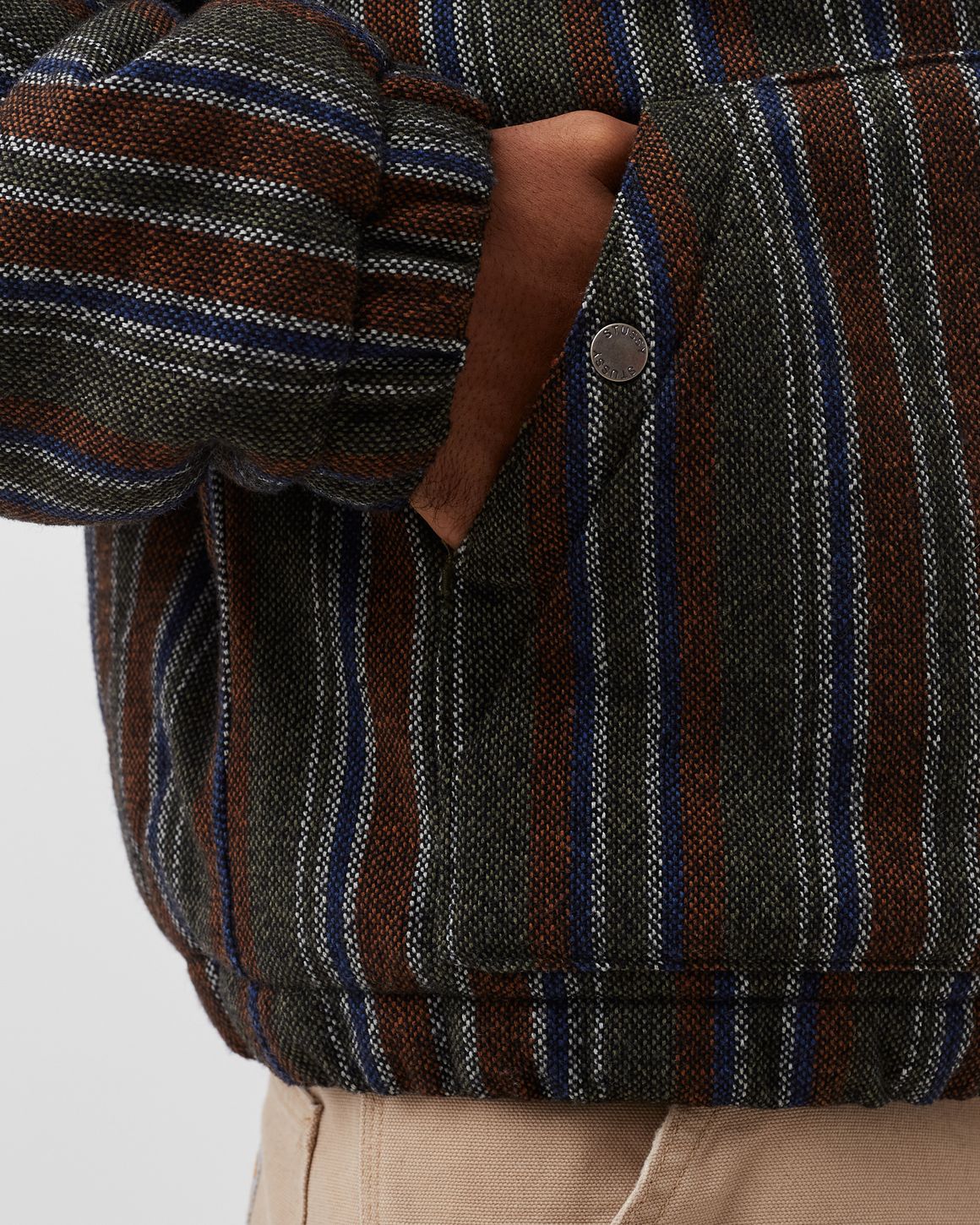 Stussy Wool Stripe Work Jacket 'Brown' 1156061