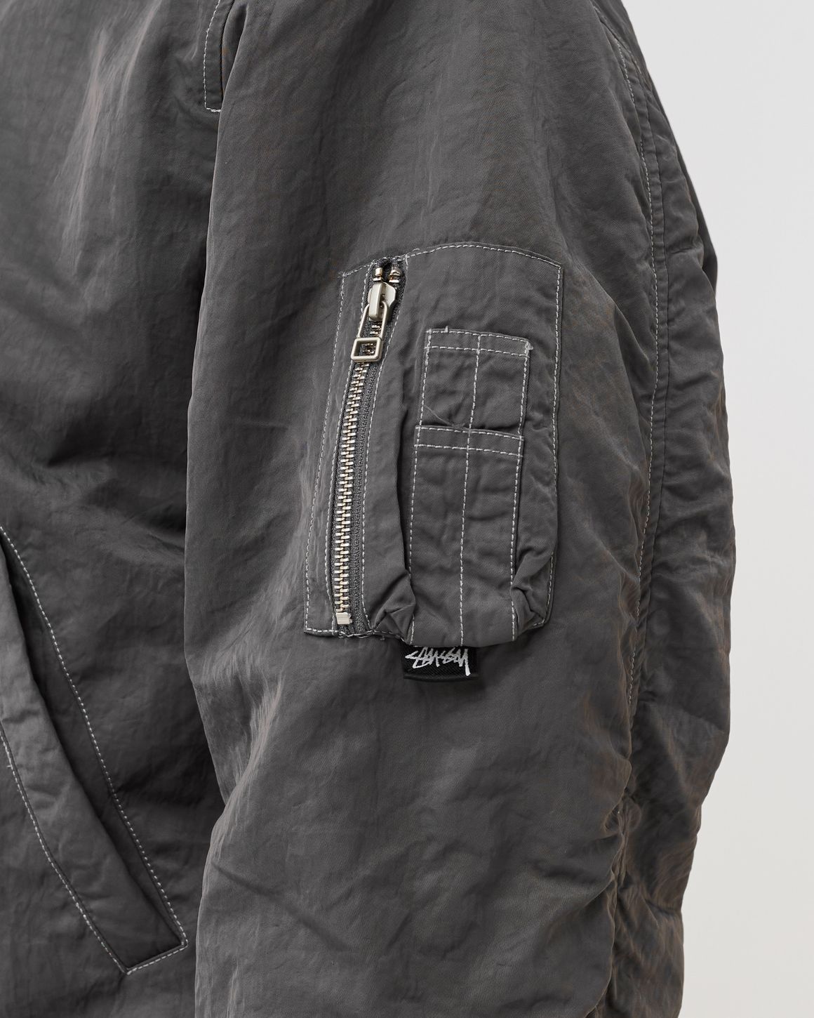Stussy Dyed Nylon Bomber Grey | BSTN Store