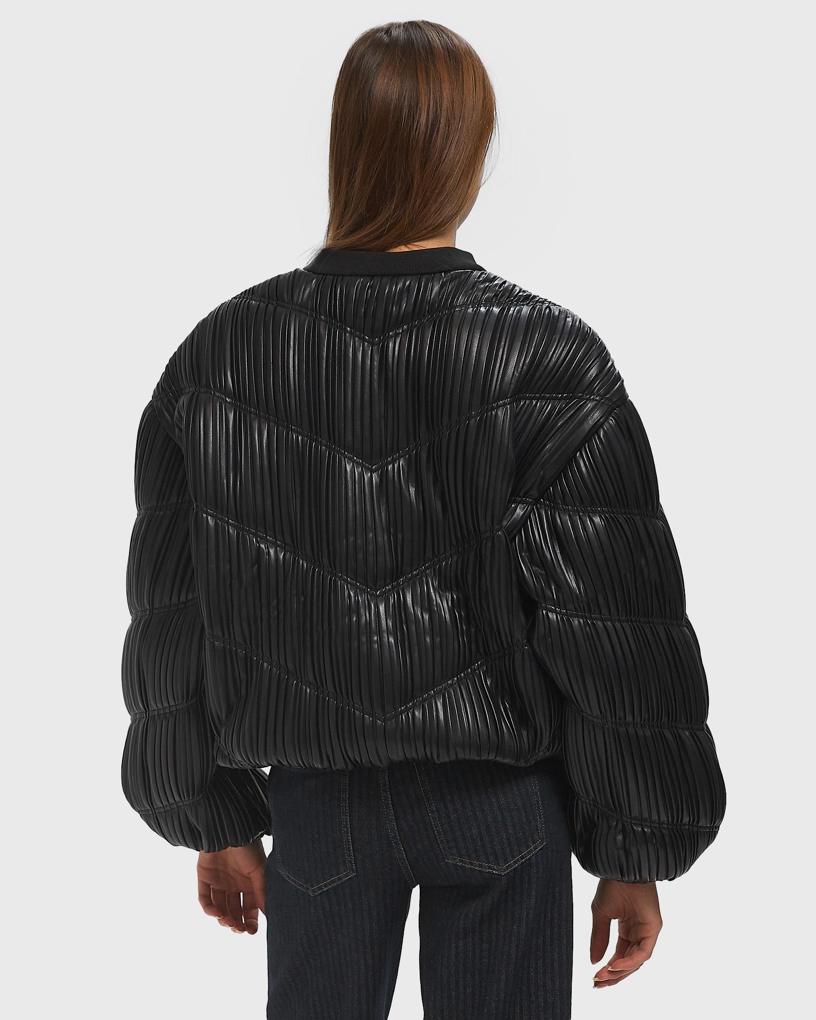 ROTATE Birger Christensen PLEATED BOMBER JACKET Black | BSTN