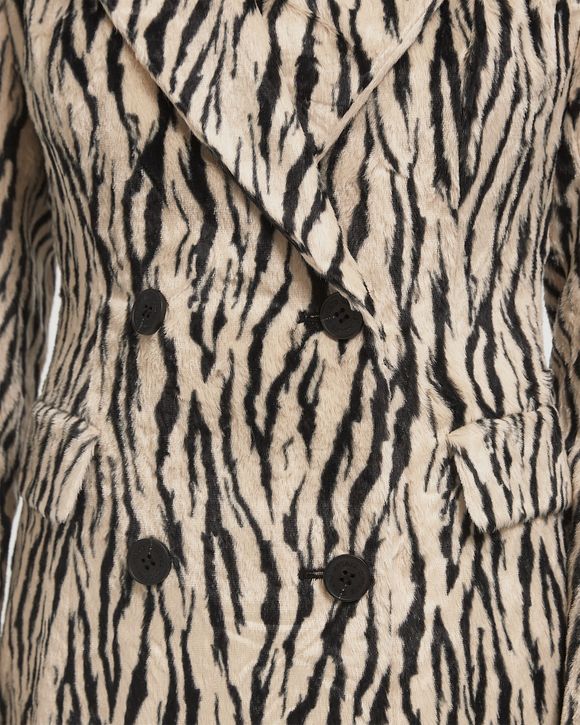 コート Rotate Birger Christensen Printed Faux Fur Coat ROTATE Birger Christensen PRINTED FAUX FUR COAT Black/White