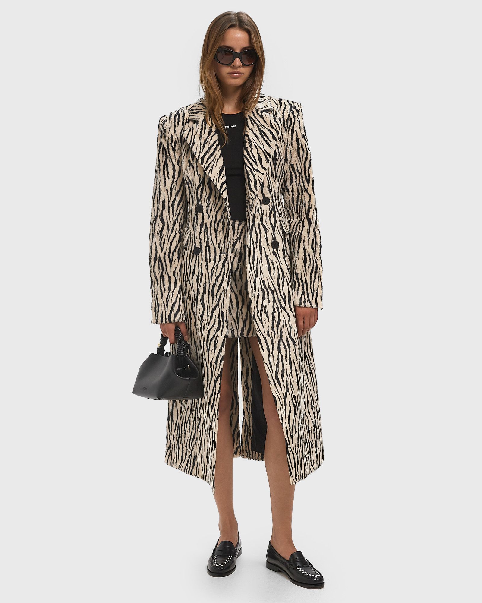 PRINTED FAUX FUR COAT