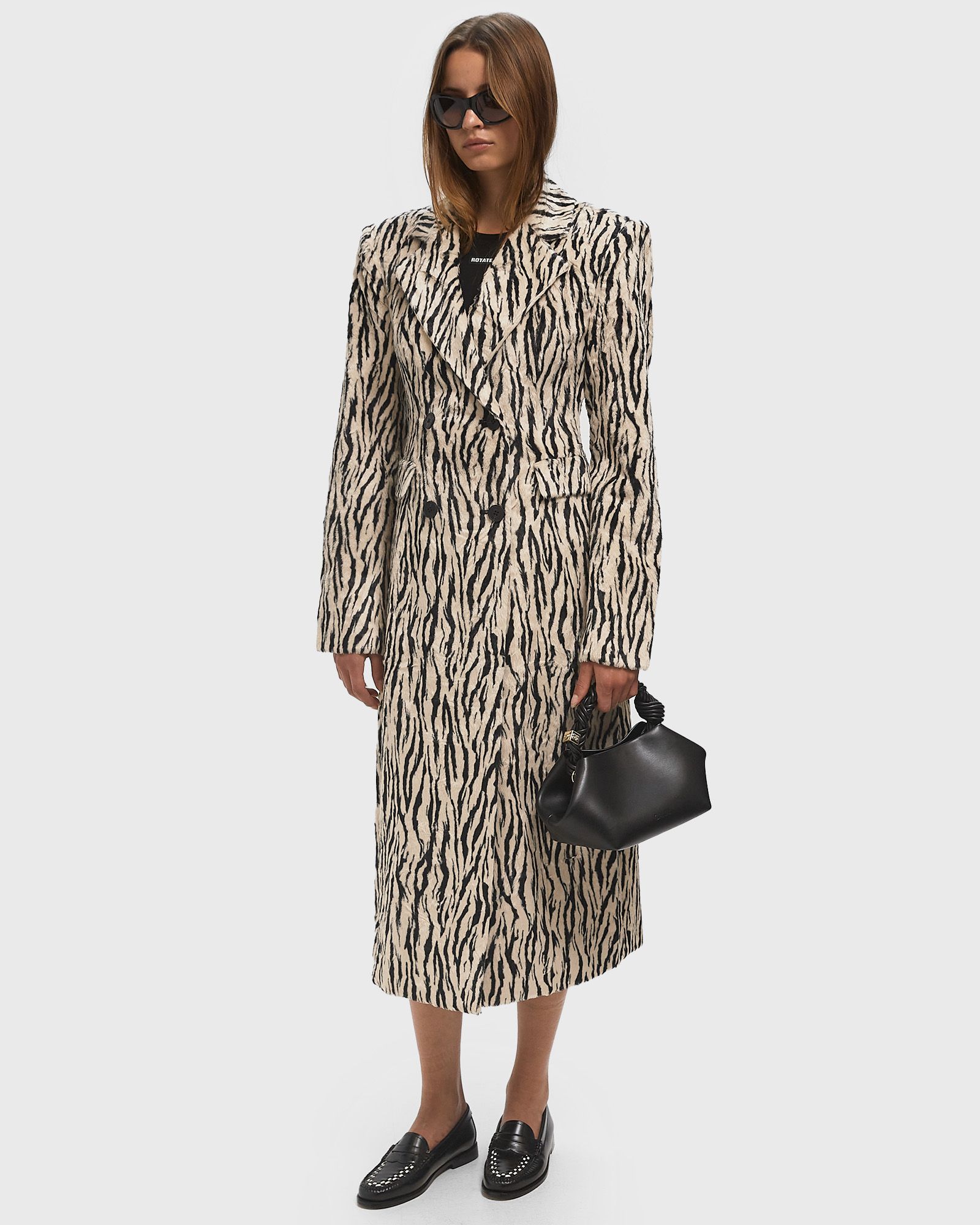 PRINTED FAUX FUR COAT