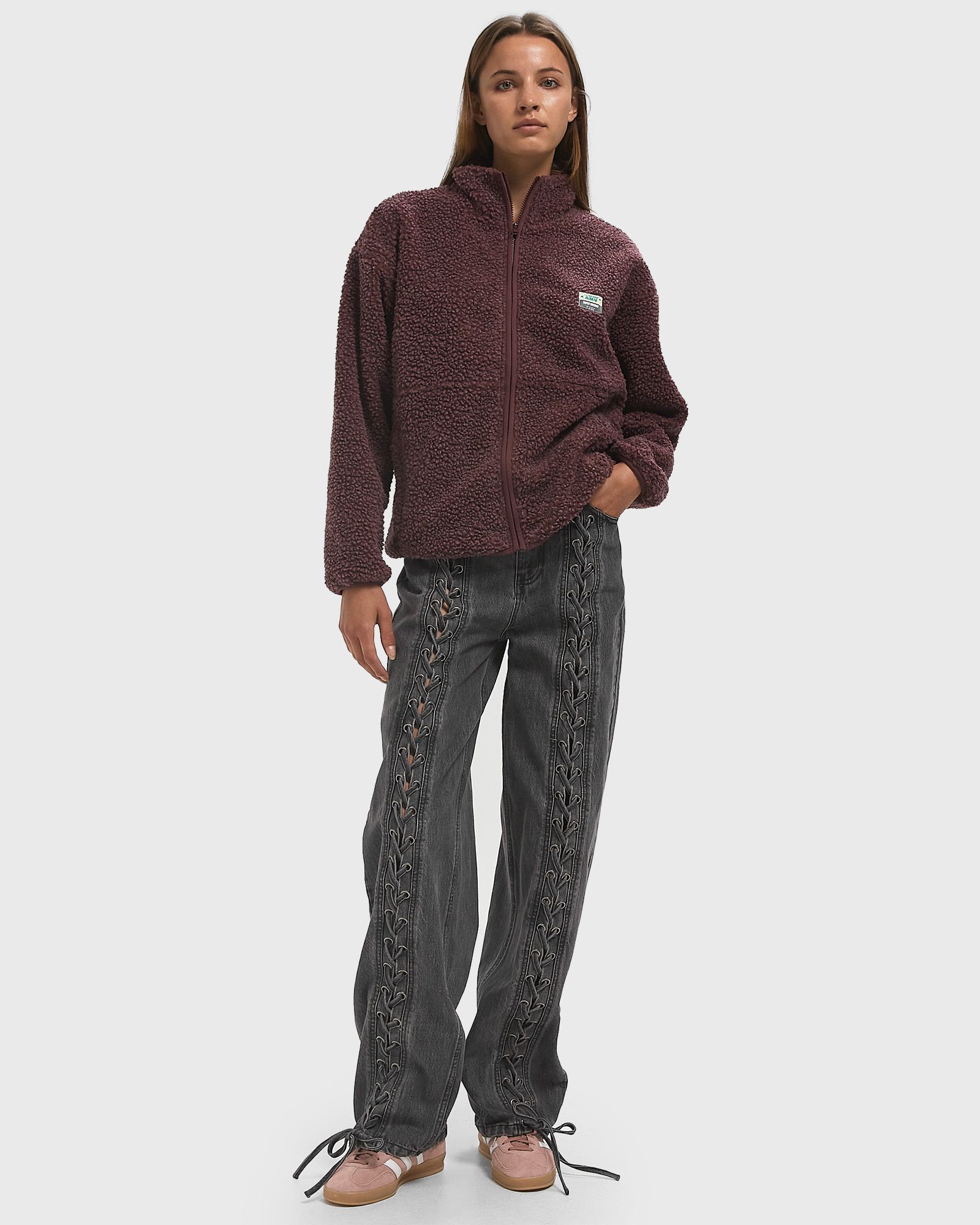 DENIM LACED LEG PANTS