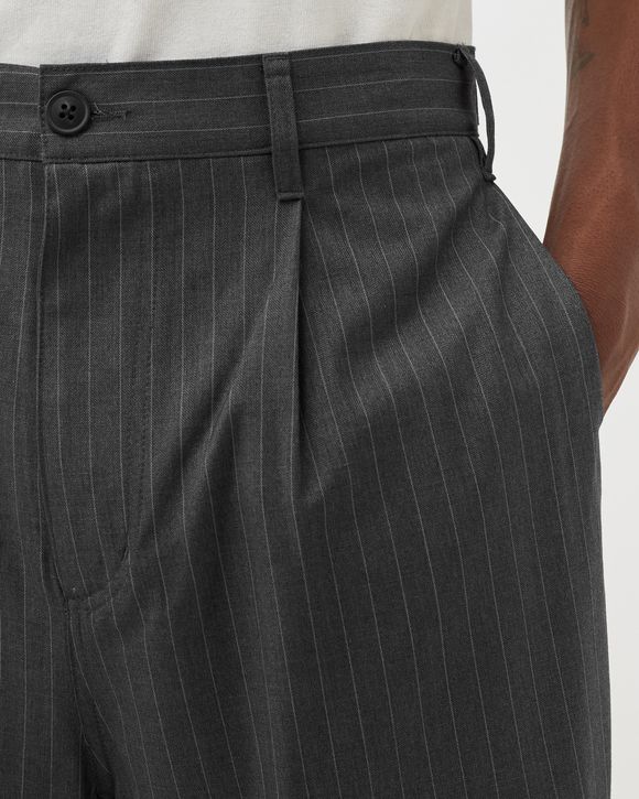 Striped Volume Pleated Trouser - grey