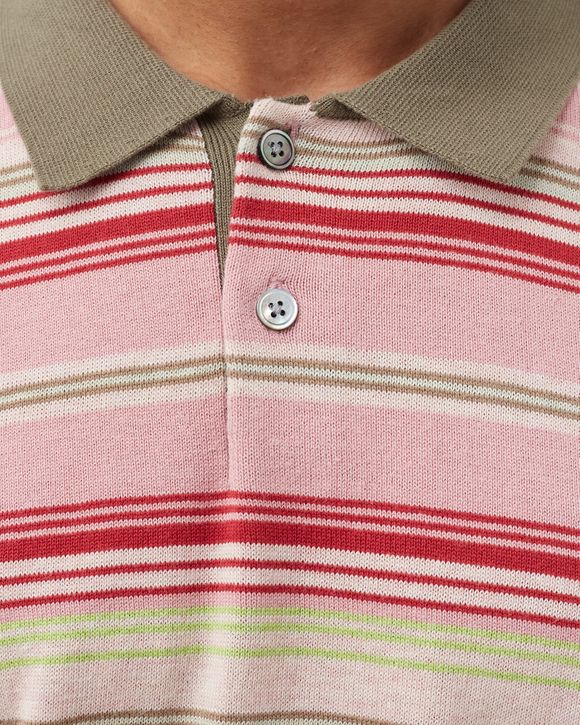 Stussy Knit Stripe Polo Green - olive