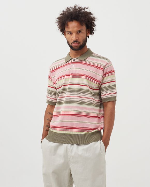 Stussy Knit Stripe Polo Green - olive