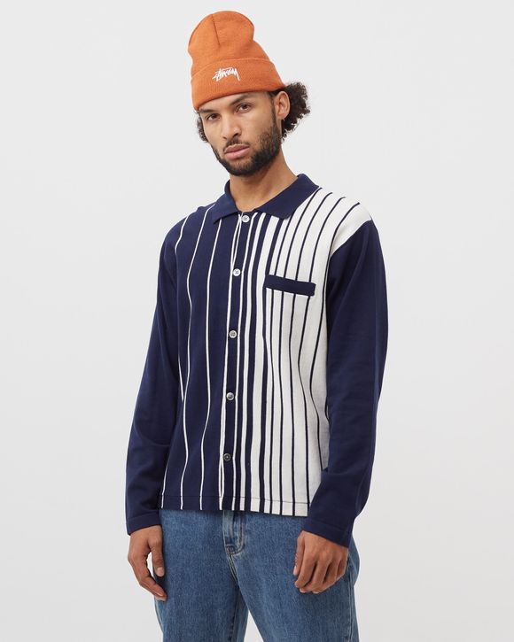 Stussy Striped Knit Shirt Blue - navy