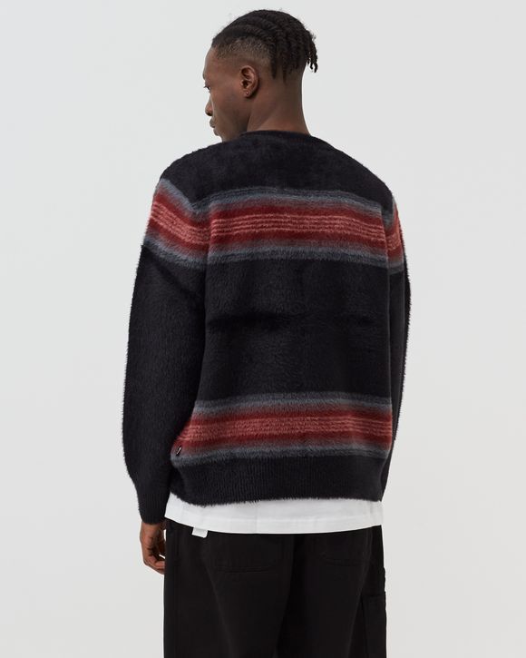 Stussy Stripe Shaggy Cardigan Black - black